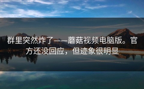 群里突然炸了——蘑菇视频电脑版。官方还没回应，但迹象很明显