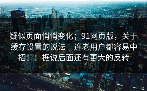疑似页面悄悄变化；91网页版，关于缓存设置的说法｜连老用户都容易中招！！据说后面还有更大的反转