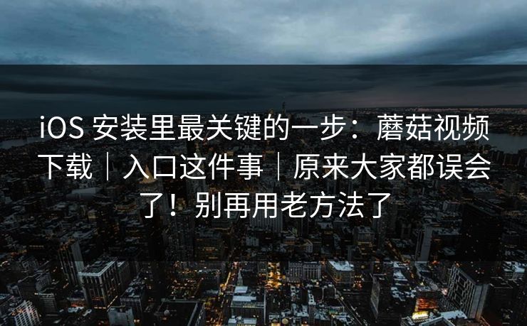 iOS 安装里最关键的一步:蘑菇视频下载|入口这件事|原来大家都误会了!别再用老方法了 iOS 安装里最关键的一步:蘑菇视频下载|入口这件事|原来大家都误会了!别再用老方法了
